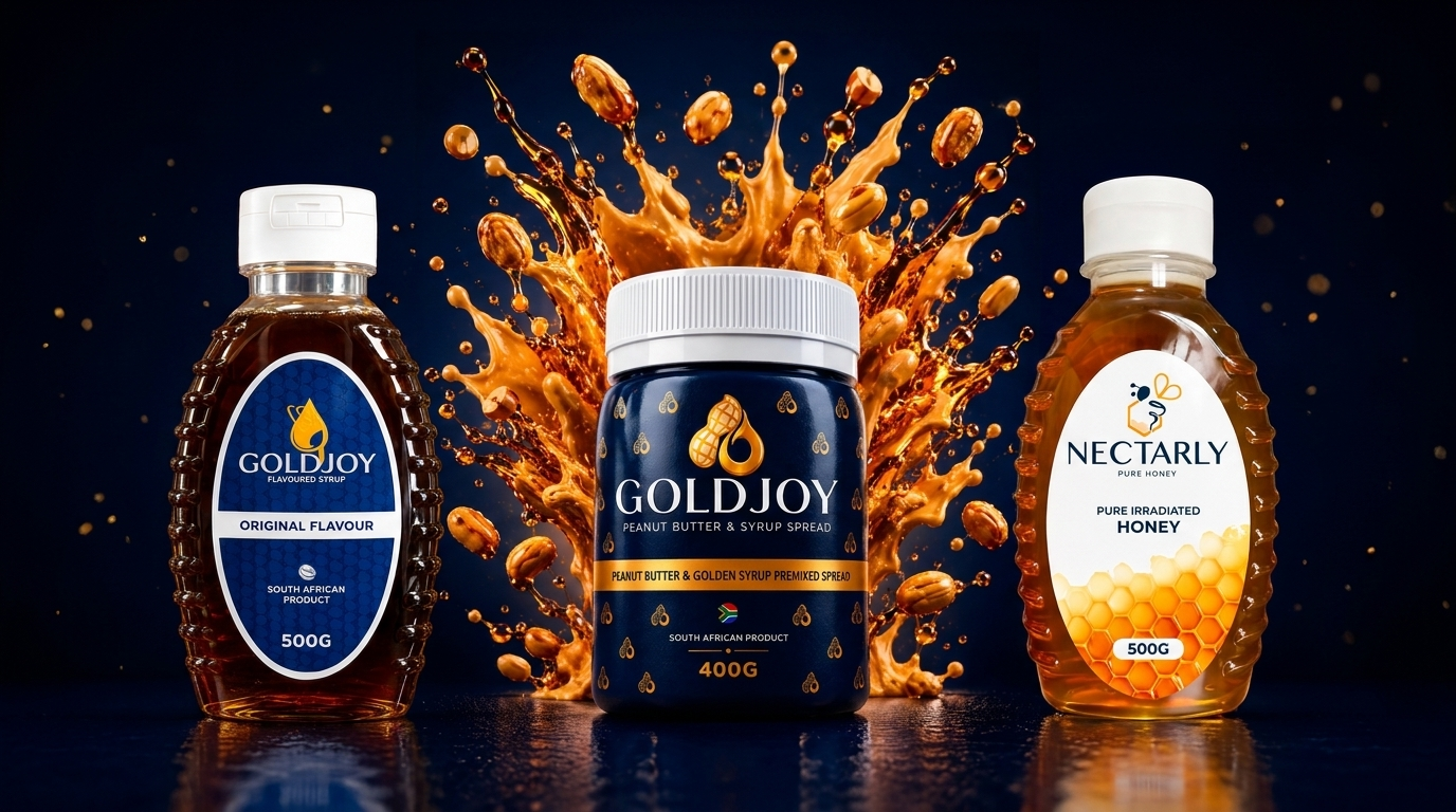 Gold Joy syrup, Gold Joy spread and Nectarly honey product lineup